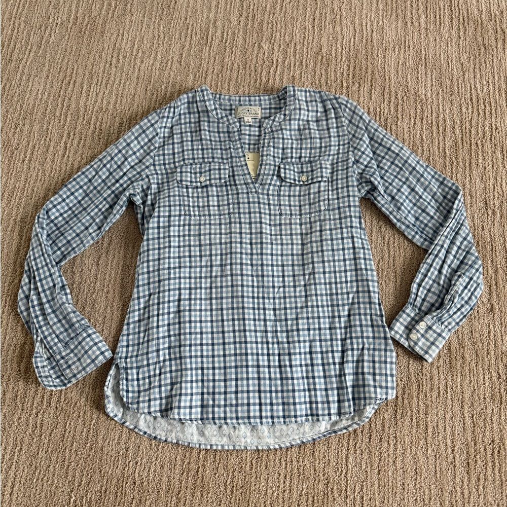 Lucky Brand Women's Blue Plaid Top